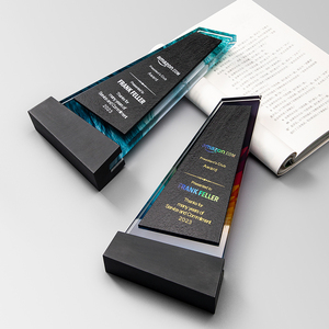 Trofeo de Cristal Personalizado |   Premio con Base de Mármol Grabada con UV para Reunión Anual y Reconocimiento al Personal Destacado - Product Image 2