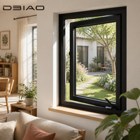 Ventana Abatible Manual de Aleación de Aluminio, Ventana Residencial con Vidrio Templado Aislante