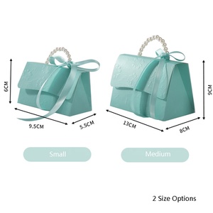 Boîtes à main en papier avec ruban et poignée en perles artificielles, boîtes cadeaux pour bonbons, chocolats, emballages pour mariage, anniversaire, décoration de fête - Product Image 5