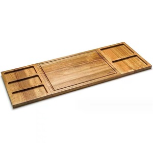Bamboo Cheese Cutting Board Triple Section Multifunction Kitchen Chopping <b>Block</b> Rectangle Large Size - Product Image 1