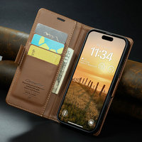 Étui portefeuille CaseMe pour 16 Pro/Max et pour S24 Ultra - Charge sans fil, protection contre les chocs, étui à rabat en cuir PU