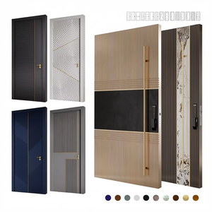 Porte extérieure pivotante en bois massif moderne avec fonction antivol pour villa et entrée de maison - Product Image 1