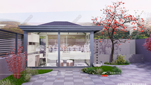 Véranda solaire autoportante triangulaire quatre saisons en verre pour chambre et patio, avec cadre en aluminium double, pour usage résidentiel extérieur en hiver - Product Image 3