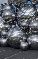 Ballon gonflable miroir brillant à double couche en PVC imperméable et imprimé UV pour intérieur et extérieur, idéal pour les soirées disco et les événements d'entreprise