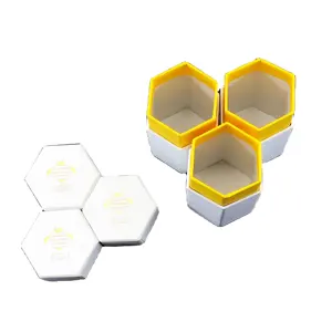 china custom logo luxury small white hexagon gift box cardboard box with glass bottle for food packaging box
