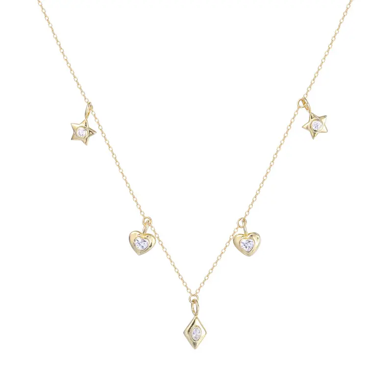 VIANRLA 18k Gold Plated Women Choker Necklace Star And Heart With Cz Charm Necklace Jewelry