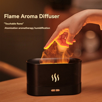 Humidificateur d'air à effet flamme ultrasonique, diffuseur d'huiles essentielles, veilleuse sans fil, lampe d'aromathérapie, design moderne pour chambre à coucher