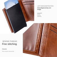 Tempat kartu kredit Bank Retro Pria Wanita, dompet minimalis cerdas Rfid logam Anti pencurian, tempat kartu tunai Bank hitam kulit PU untuk pria dan wanita