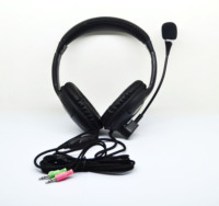 Casque filaire supra-auriculaire ajustable et extensible avec grandes oreillettes souples, suppression du bruit, étanche IPX-7, 3,5 mm pour PC/ordinateur portable et jeux