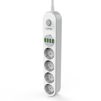 LDNIO SE4432 Setrip Daya 5V/3.4A 4USB Stopkontak Daya Flush Mount Soket Ekstensi Steker Eropa