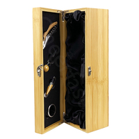 Boîte cadeau en bois de bambou pour une bouteille de vin rouge, fabriquée par Cheerfast, avec 4 accessoires de bar, emballage en bois