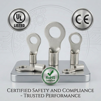 Connecteur à sertir Rnb à haute conductivité C11000, borne de câblage circulaire nue pour contrôle d'automatisation, finition mate étamée, 380V/600V, conforme RoHS