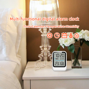 Kỹ thuật số Đồng hồ báo thức Nhiệt kế ẩm kế Bảng điện tử snooze đèn nền nhiệt độ độ ẩm Xem với thời gian đồng hồ báo thức - Product Image 4