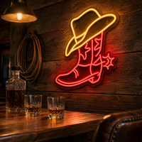 Enseigne néon LED personnalisable multi-couleurs étanche pour chapeau et bottes de cowboy, idéale pour la publicité dans les bars, pubs, fêtes, magasins et la décoration intérieure