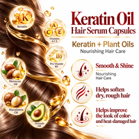 Capsules de sérum capillaire à la kératine avec huiles de macadamia et d'avocat du Maroc, vitamine B5, soin nourrissant pour des cheveux lisses et brillants, sans rinçage, OEM & ODM