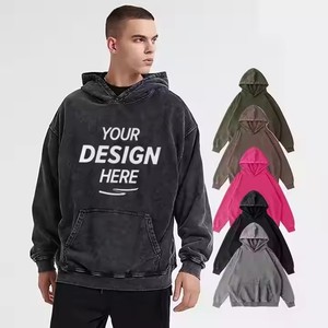 Unisex Distressed Embroidery 350grams Oversized Hoodie Streetwear Plus Size 5XL Custom Print Solid Pattern 100% Cotton Autumn - Product Image 1