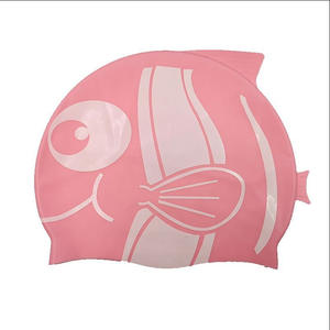 หมวกว่ายน้ำรูปปลาสำหรับเด็ก ซิลิโคนป้องกันหู สำหรับเด็ก หมวกว่ายน้ำสีทึบ - Product Image 4