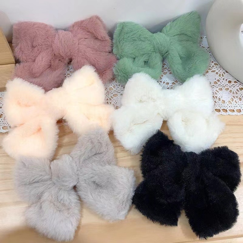 2023 для женщин обувь для девочек большой 2022 оптом осенне-зимние бабочка из искусственного меха заколки для волос аксессуары заколка для волос с кроличьим мехом волосы коготь