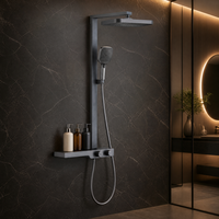 Ensemble de douche multifonctionnel en cuivre brossé, réglable par rotation, avec mitigeur eau chaude/froide, douchette à main et jet pluie, pour hôtels et villas