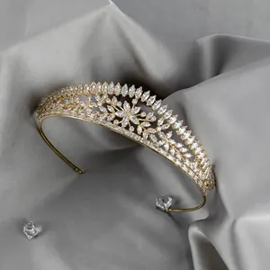 Bohua Jewelry GS0176 bridal hair accessories Vintage High Quality CZ Cubic Zirconia Zircon Wedding tiara and crowns