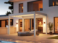 Pergola bioclimatique en aluminium blanc 3x3m, éclairage LED motorisé haut de gamme, autoportante, pour restaurant, hôtel, terrasse, couverture de patio
