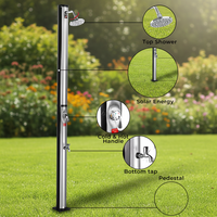 Douche solaire extérieure à 2 modes de pulvérisation, colonne autoportante pour jardin, piscine, plage