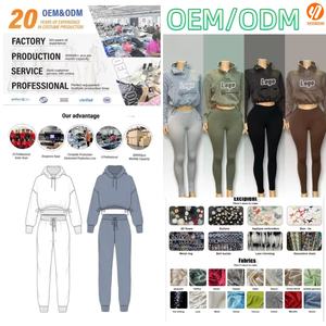 Conjunto de <span class=keywords><strong>Dos</strong></span> Piezas de Ropa Deportiva Informal, Sudadera sin Capucha y Leggings a Juego, con Logotipo Personalizado del Fabricante Huili 4768, en Felpa Francesa - Product Image 1