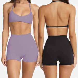Лидер продаж, спортивная одежда, женский бюстгальтер, шорты, дышащий тренировочный комплект, спортивные костюмы для фитнеса, Быстросохнущий комплект для йоги - Product Image 4