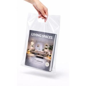 Clear Plastic Shopping <b>Bags</b> 12x15 Inch 1.25Mil Thick Glossy Retail With Die Cut Handles <b>Medium</b> <b>Size</b> For Small Package - Product Image 5