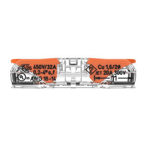Conector de Empalme de 2 Conductores WA-GO 221-2411 con Palanca, Abrazadera, 0.2-4 mm, 32 A / 450 V, Carcasa Transparente - Product Image 5