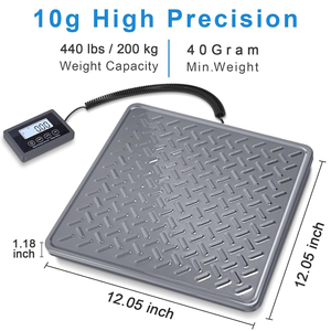 Balance numérique de pesée 440lbs 200kg, robuste, en acier inoxydable, pour colis postaux, plateforme au sol pour la maison, le poids corporel, les petits animaux de compagnie, PS4D Digita - Product Image 3