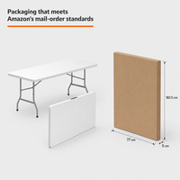 Table rectangulaire pliable en plastique LuckyOCT HDPE 183x76cm, table moulée par soufflage pour intérieur et extérieur