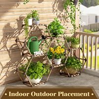 Rak Tanaman Heksagonal untuk Beberapa Tanaman Indoor Outdoor Rak Tanaman Kayu Besar 7 Tingkat Rak Bunga Kreatif DIY