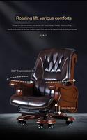 Chaise de bureau classique en cuir véritable ergonomique pour cadres avec repose-pieds