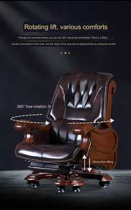 Mobilier de <span class=keywords><strong>bureau</strong></span> classique en cuir véritable <span class=keywords><strong>chaise</strong></span> de <span class=keywords><strong>bureau</strong></span> <span class=keywords><strong>ergonomique</strong></span> avec repose-pieds - Product Image 6