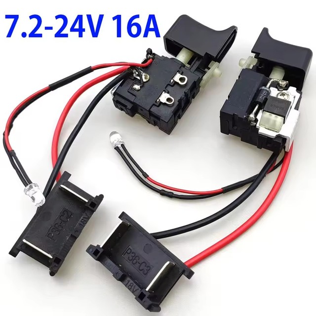 DC 7.2-24V 16A 5E4 Electric Drill Dustproof Speed Control Push Button Trigger Switch DC Cordless Drill Switch