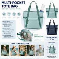 Sacs fourre-tout de luxe personnalisés avec logo brodé, motif uni recyclé, fermeture éclair, couleur sur mesure