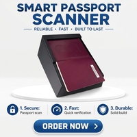 Lecteur-scanner de documents d'hôtel portable pour passeports, OCR, MRZ, permis de conduire mains libres, carte d'identité, passeport, douane aéroportuaire