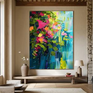 Pintura al Óleo sobre Lienzo Hecha a Mano, Pintura Texturizada, Flores de Verano, Pintura Abstracta, Decoración de Pared Brillante para el Hogar y la Galería - Product Image 6