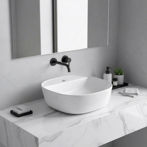 Lavabo de comptoir de salle de bain facile à nettoyer en <span class=keywords><strong>céramique</strong></span> au-dessus du comptoir Art évier personnalisable blanc à prix bon marché vente directe d'usine - Product Image 1