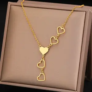 Stainless Steel Necklaces Light Luxury Elegant Delicate Heart Pendant Charm Chain Korean Fashion Necklace For Women Jewelry Gift