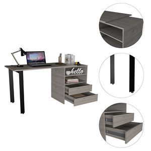 Light Gray 2-Drawer 2-Shelf <b>Computer</b> Writing <b>Desk</b> - Product Image 3