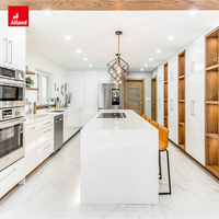 Ensemble d'armoires de cuisine Allandgroup, style moderne minimaliste, tiroirs coulissants, portes plates, bois massif, laque brillante, amovible