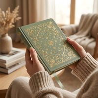 Carnet à couverture rigide personnalisé avec motif floral en feuille d'or, format A5, journal de prière pour cadeau d'église
