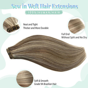 AngelBella 18 pollici 100G extension <span class=keywords><strong>capelli</strong></span> intrecciati a mano <span class=keywords><strong>capelli</strong></span> umani fasci di tessuto <span class=keywords><strong>capelli</strong></span> umani castano <span class=keywords><strong>cenere</strong></span> e <span class=keywords><strong>capelli</strong></span> umani biondi extension - Product Image 2