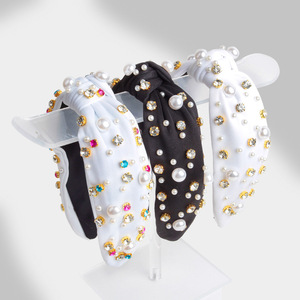 Serre-têtes Hua Liyu en perles et strass multicolores noués pour femmes, style frais et doux - Product Image 2