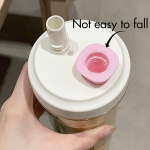 Kawaii ODMグラスウォーターボトル500mlカップコーヒー用バブルティー & ミルクストローとふた付き屋外旅行 & ジム用 - Product Image 4