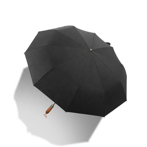 <span class=keywords><strong>Parapluie</strong></span> 3 plis à ouverture automatique pour hommes, design personnalisé, couleur unie, design compact, avec manche en bois durable - Product Image 4