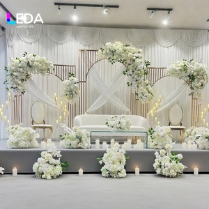 LEDA Wedding Decoration Shiny Gold Wedding Arch Metal <b>Backdrop</b> <b>Stand</b> Stage Decoration for Events Decor - Product Image 1