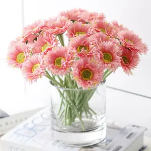 Zhuoou buquê de flores artificiais, barato em atacado, gerbera chrysantemum, flor em massa para decoração de festival